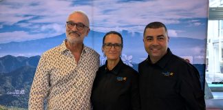 Juan Hiemenz, responsable salons et événements (Tourisme Canaries), Trinidad Fumero, sommelière et Manuel Berriel, chef cuisinier.